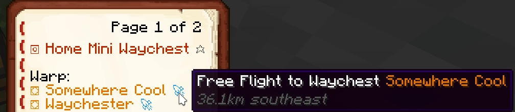 Free flight in warp menu