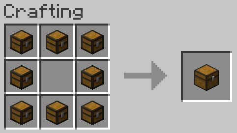 Crafting recipe for a Waychest from 8 Mini Waychests in a square