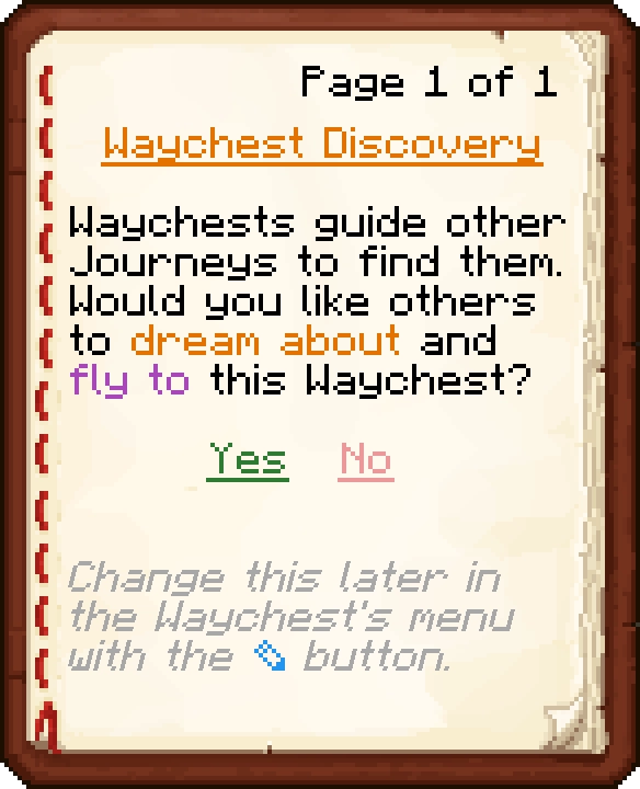 Waychest discoverability prompt